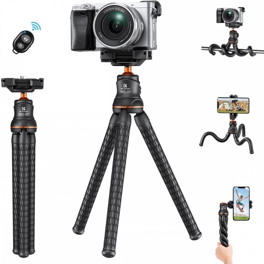 K&F Concept Flexibel Tripod w Phone Holder And Remote