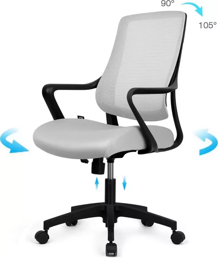 K IKIDO Bureaustoel Ergonomisch Bureaustoelen voor volwassenen Verstelbaar Office Chair Ergonomisch Wit