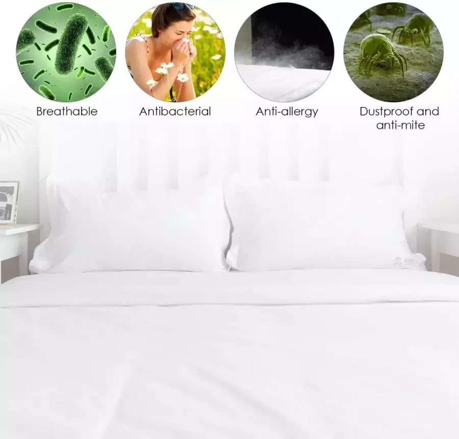 K KIKDO K IKIDO Matrasbeschermers Waterdichte Matrasbeschermer 180x200 Waterdichte Matras Beschermer Incontinentie Matrasbeschermer Geschikt om te drogen Geschikt voor wasmachine Ademende Matrasbeschermhoezen Antibacteriëel Rondom Elastiek- Wit