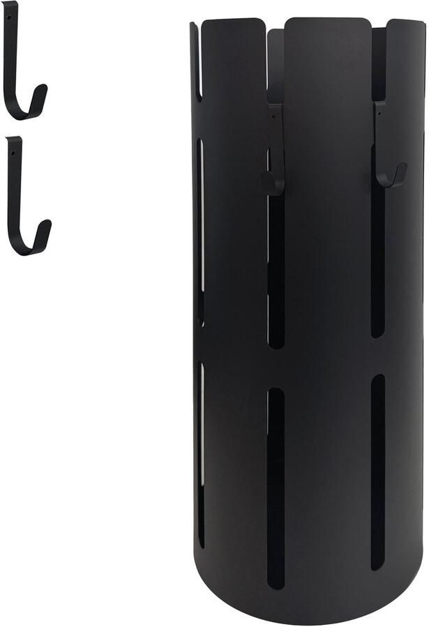 Kaaiman Paraplubak Paraplu houder Metaal Paraplubakken voor Paraplu's en Wandelstokken Inclusief 2 haken 50 cm Zwart