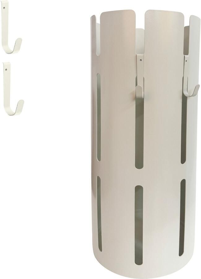 Kaaiman Paraplubak Paraplu houder Metaal Paraplubakken voor Paraplu's en Wandelstokken Inclusief 2 haken 50 cm Beige Creme
