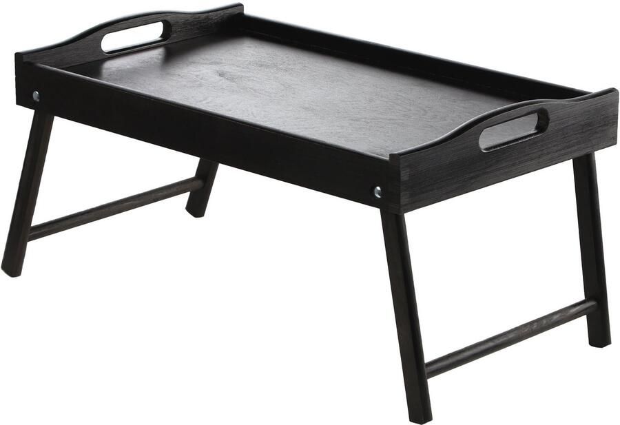 KADAX Bedtafel ontbijtdienblad van grenenhout 19 x 30 x 50 cm serveerdienblad inklapbaar beddienblad eetdienblad voor ontbijt op bed bijzettafel (zwart)