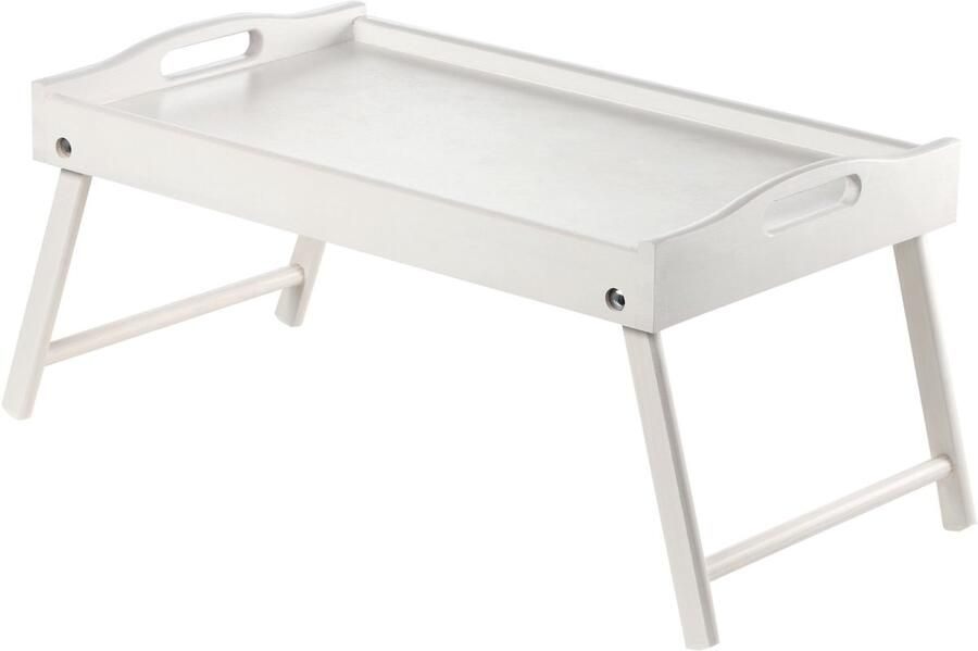 KADAX Bedtafel ontbijtdienblad van grenenhout 19 x 30 x 50 cm serveerdienblad inklapbaar beddienblad eetdienblad voor ontbijt op bed bijzettafel (wit)