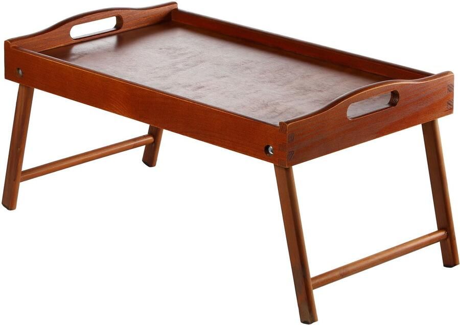 KADAX Bedtafel ontbijtdienblad van grenenhout 19 x 30 x 50 cm serveerdienblad inklapbaar beddienblad eetdienblad voor ontbijt op bed bijzettafel (bruin)