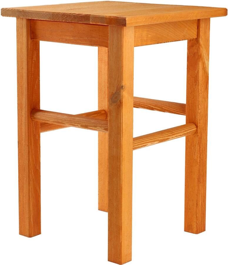 KADAX Houten Kruk Voetenbank Van Natuurlijk Ongelakt Grenenhout Voetensteun in 3 Modellen Barstoel Opstapkruk (Vierkant Bruin)