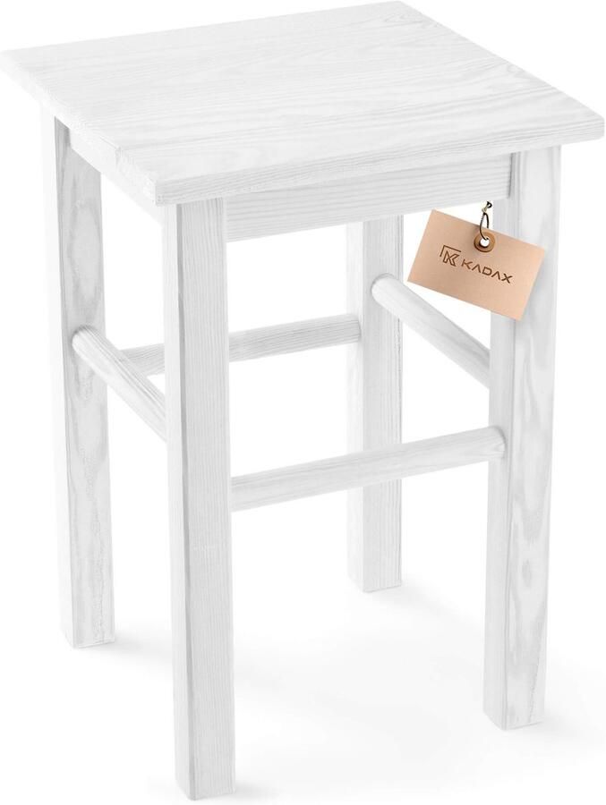 KADAX Houten kruk voetenbank van natuurlijk ongelakt grenenhout voetensteun in 3 verschillende modellen barstoel opstapkruk kruk houten kruk (vierkant licht)