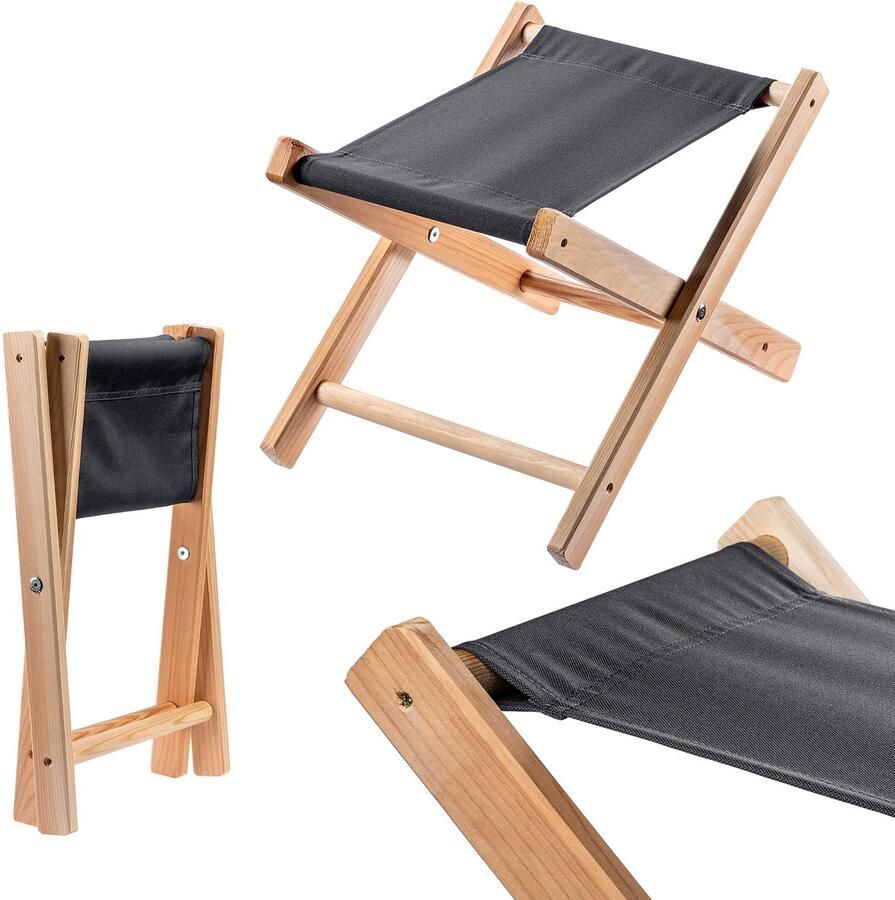 KADAX Klapkruk 40 x 31 x 31 cm kruk van hout klapstoel tot 100 kg draagbelasting vouwstoel voor tuin balkon terras en camping kruk (zwart)