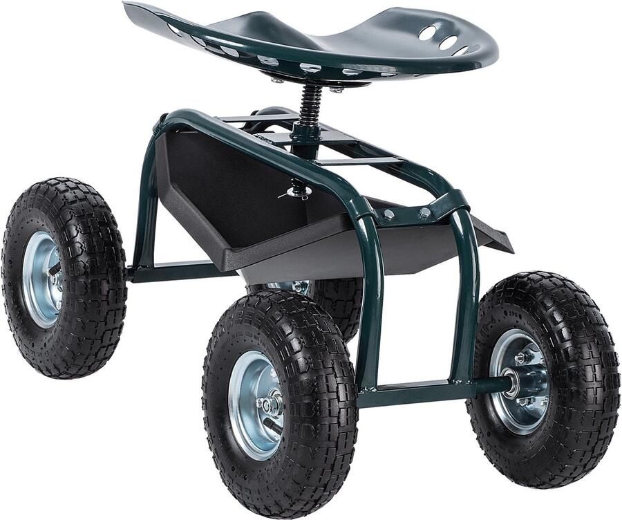 KADAX Tuinstoel op Wielen Zitting Tuinkruk Opbergdoos Gereedschap 2in1