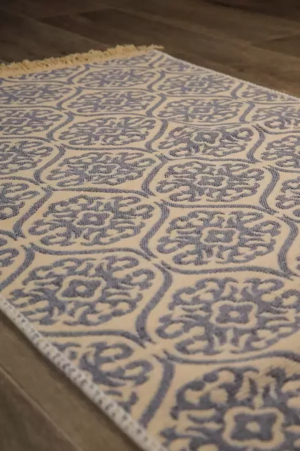 Kadotche Tapijt Blue Lagoon Vloerkleed 60x90 Carpet Kelim dubbelzijdig