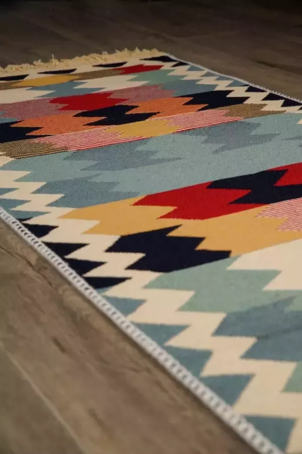 Kadotche Tapijt Oslo Loper 60x200 Vloerkleed Kelim Dubbelzijdig