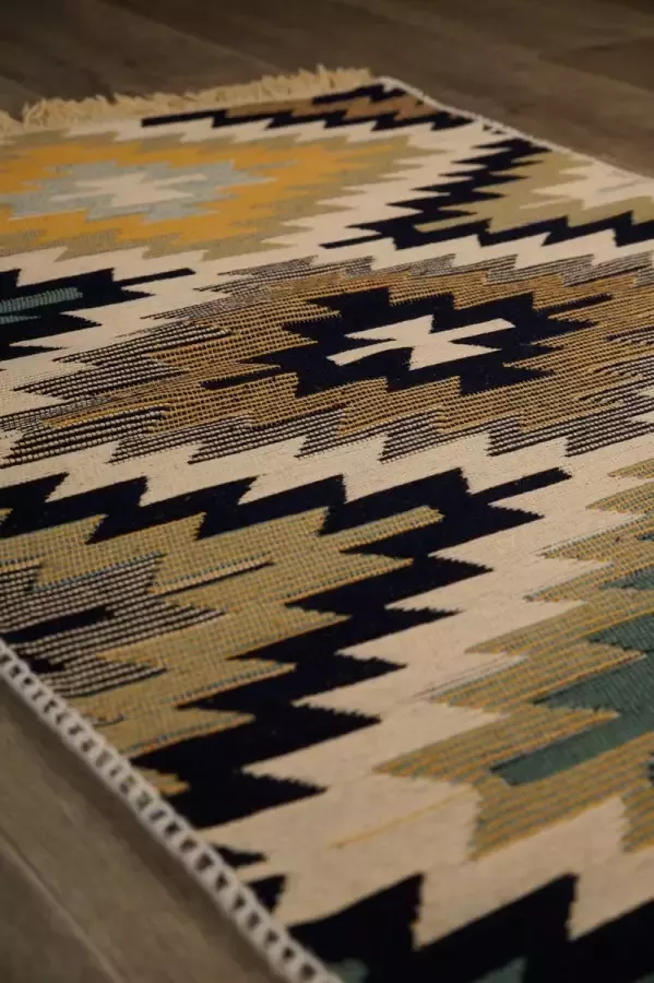Kadotche Tapijt Stockholm Vloerkleed 60x90 Carpet- Kelim Dubbelzijdig