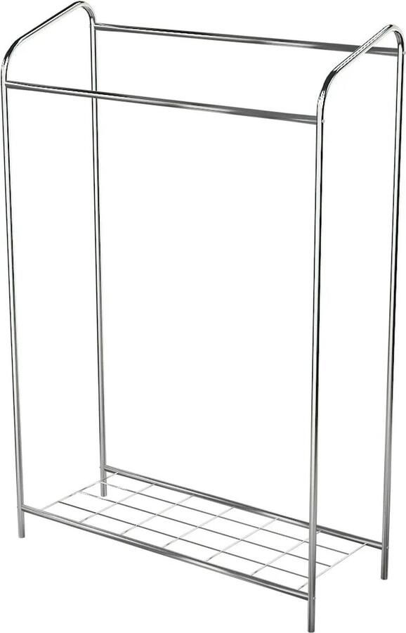 KAIA Design Kledingrek Dubbele Stang Metaal 140x104x40 CM Zilver Opbergruimte Voor Schoenen Garderoberek Opbergrek