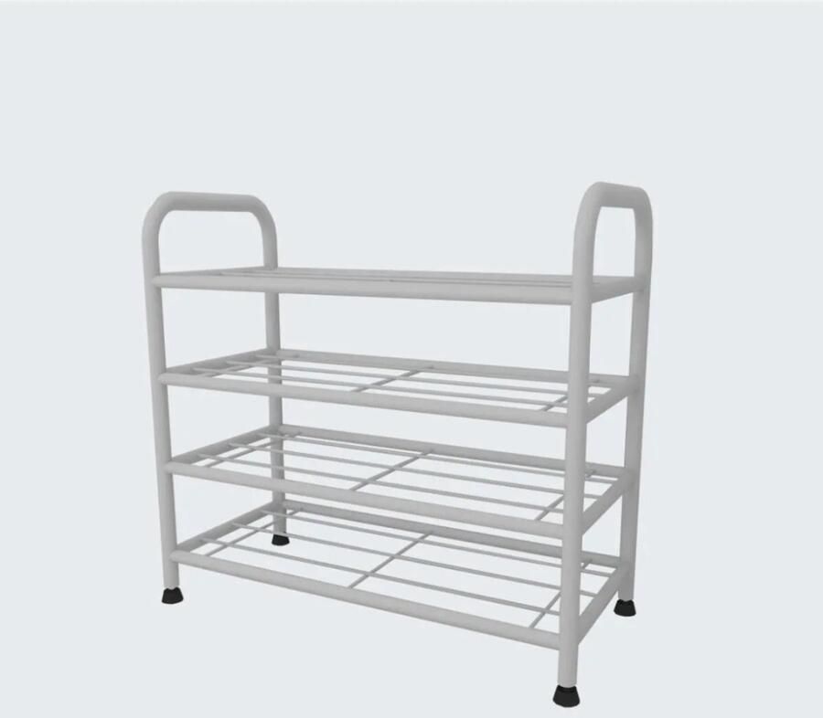 KAIA Schoenenkast Schoenenrek 4 Laags 16 paar Schoenen Wit Schoenenplank Praktisch Metaal Modern Industrieel