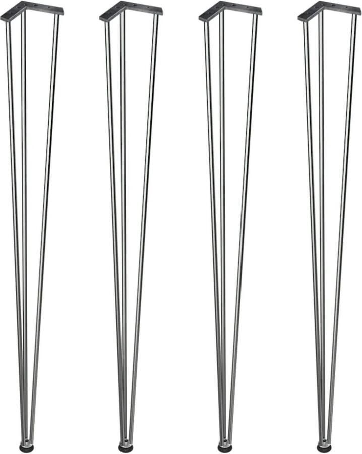 KAIA Set van 4 Metalen Tafelpoten Zilver 42 cm Modern Industrieel