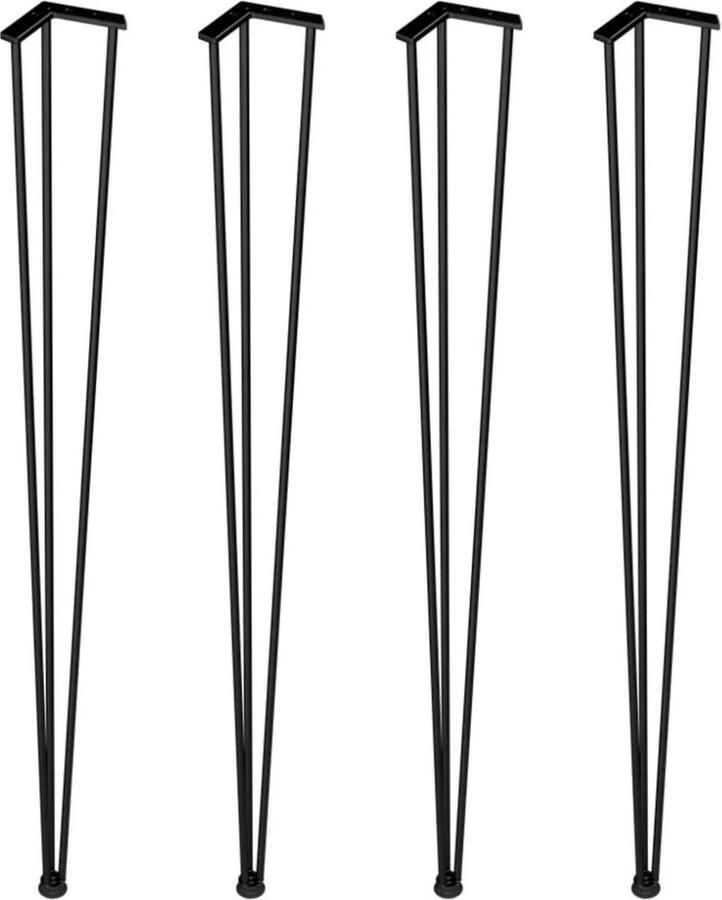 KAIA Set van 4 Metalen Tafelpoten Zwart 72 cm Modern Industrieel