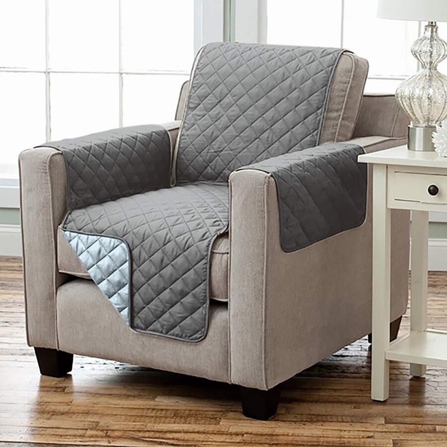KAMACA omkeerbare fauteuilbeschermer fauteuilhoes relax met armleuningen fauteuilsprei warm en zacht om de bekleding te beschermen rugleuningbescherming aan beide zijden te gebruiken (ANTHRACITE LICHTGRIJS)