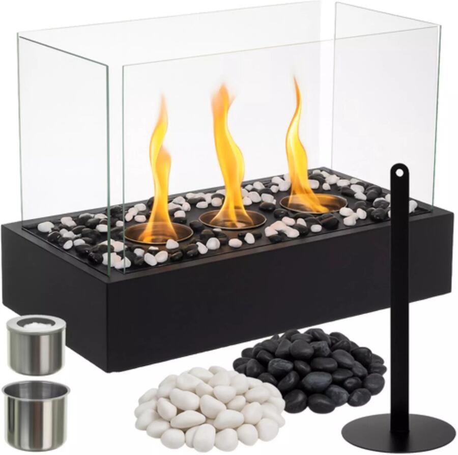 Kaminer bio-ethanol haard 45x29 cm – modern en sfeervol – compact met 3 branders