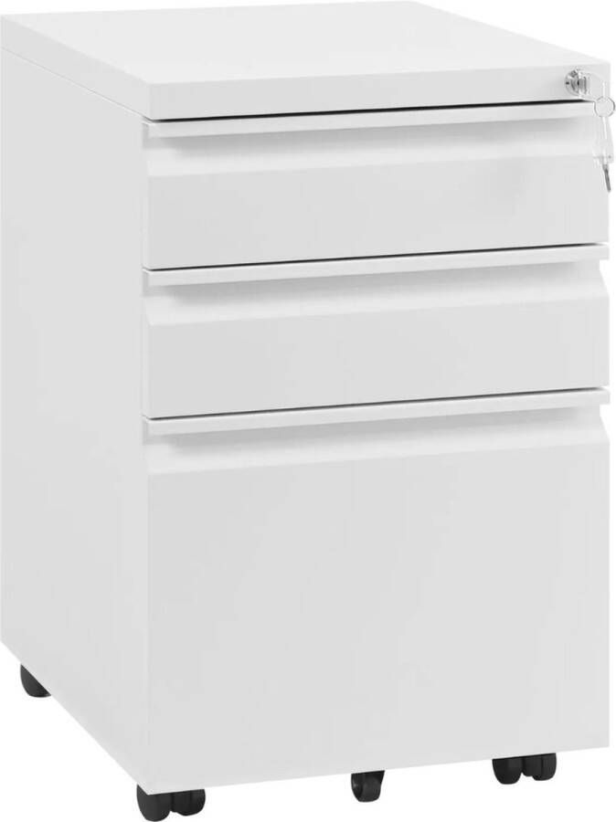 KAMYRA Archiefkast Op Wieltjes Kast Kantoorkast Archiefkast Kantoor Woonkamer Ijzer 39x48x62 cm Wit
