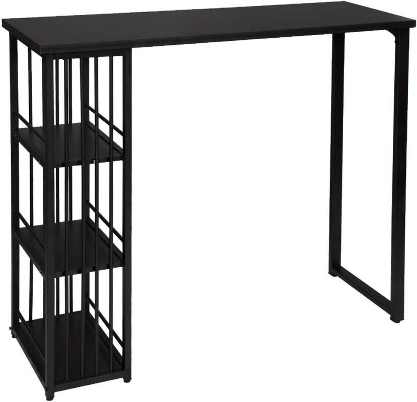 KAMYRA Bartafel met Opbergplanken voor Binnen & Buiten Keukentafel Bistrotafel Bartafels 120x40x105 cm Zwart