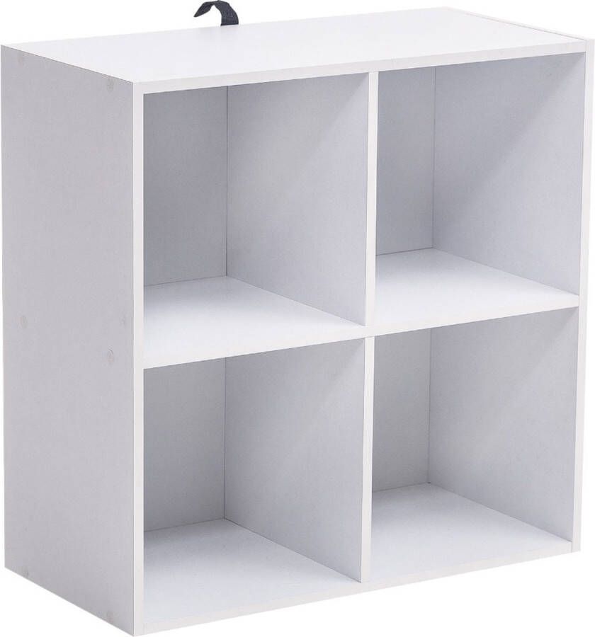 KAMYRA Boekenkast met 4 Vakken Opbergkast Vakkenkast Wit 60x29.5x60 cm