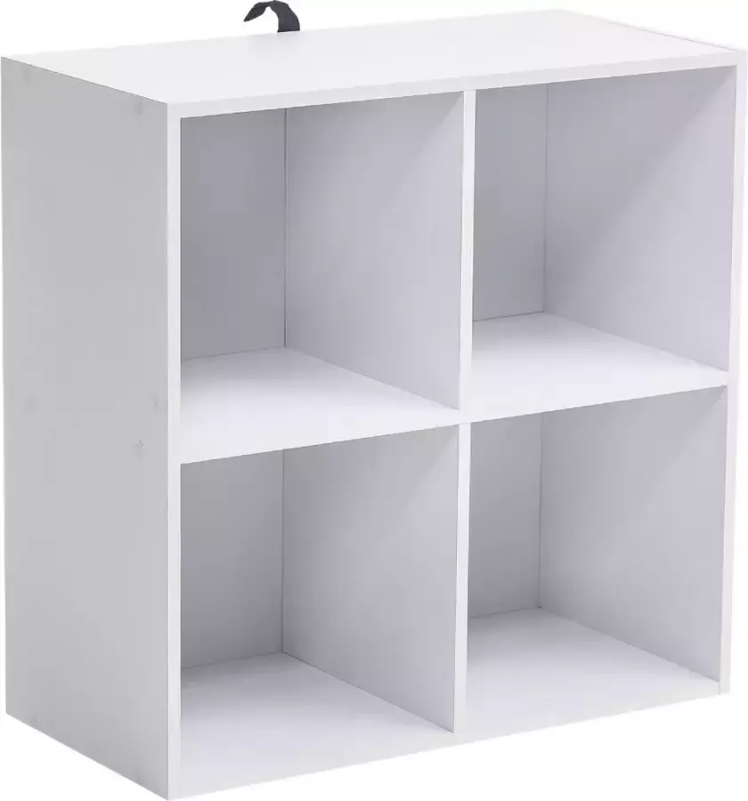 KAMYRA Boekenkast met 4 Vakken Opbergkast Vakkenkast Wit 60x29.5x60 cm