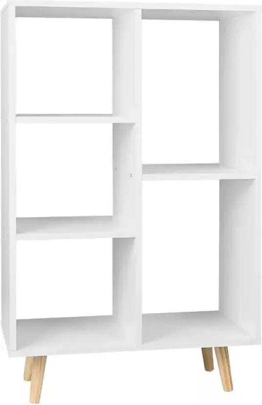 KAMYRA Boekenkast met 5 Vakken Opbergkast Vakkenkast Wandkast Industrieel Wit 30x60x95 cm