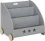 KAMYRA Boekenkast met Wielen voor Kinderen Kinderkamer Speelgoedkast Opbergkast Kindvriendelijk Hout 62x42x57 cm Wit - Thumbnail 1