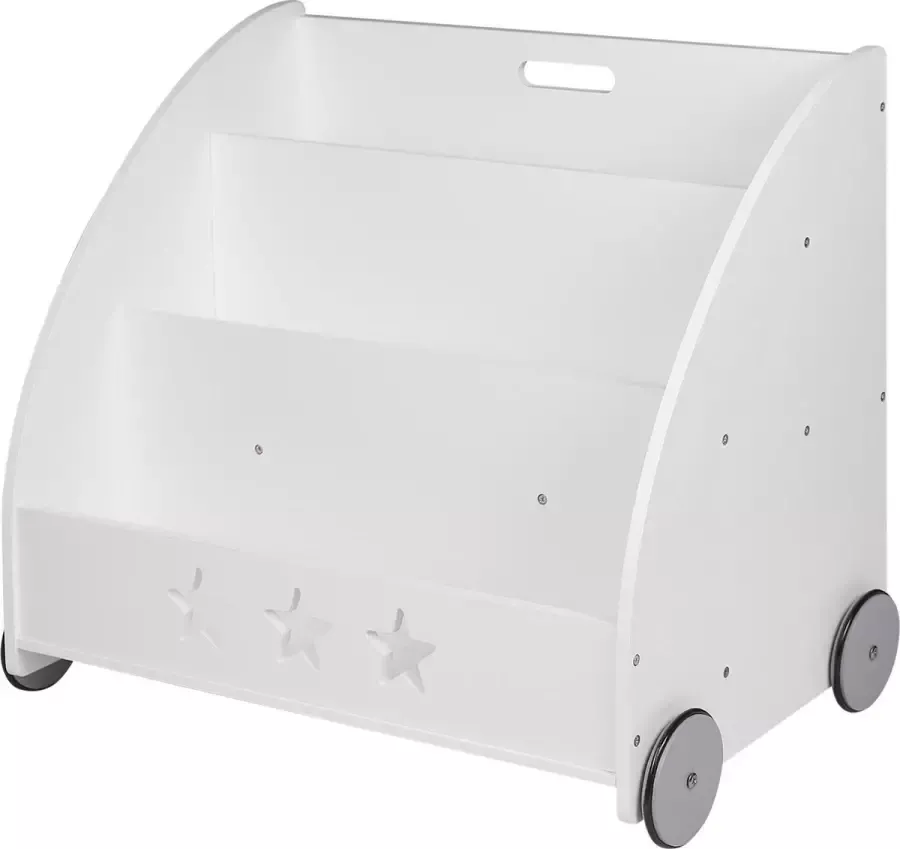 KAMYRA Boekenkast met Wielen voor Kinderen Kinderkamer Speelgoedkast Opbergkast Kindvriendelijk Hout 62x42x57 cm Wit