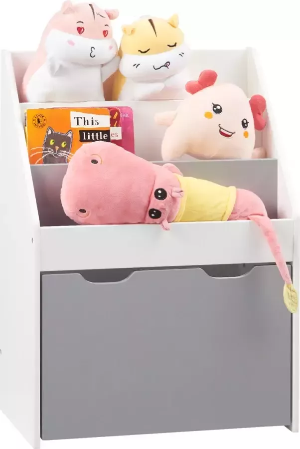 KAMYRA Boekenkast voor Kinderen Kinderkamer Speelgoedkast Opbergkast Kindvriendelijk Hout 50.5x28x69.5 cm Wit