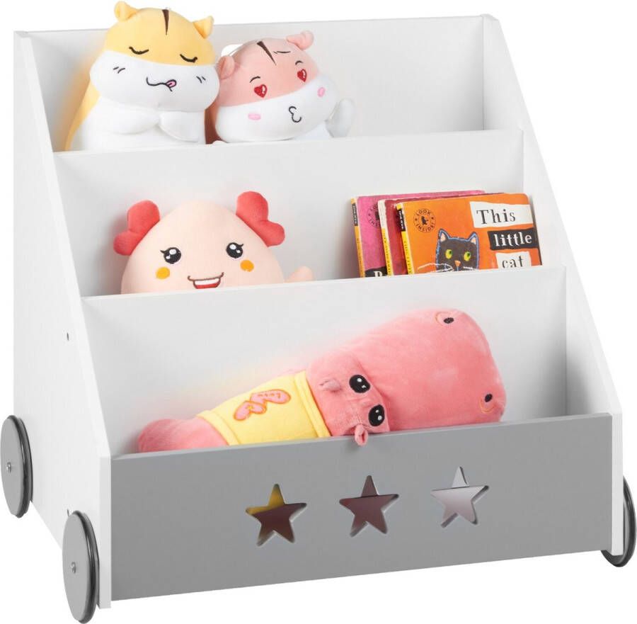 KAMYRA Boekenkast voor Kinderen Slaapkamer Kinderkamer Speelgoedkast Opbergkast Kindvriendelijk Hout 43x58x60 cm Wit