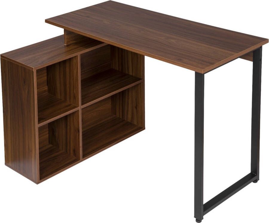 KAMYRA Bureau met Opslag Vakken Slaapkamer Studeerkamer Woonkamer Werk School Hout 50x118x75 Donker Hout Bruin