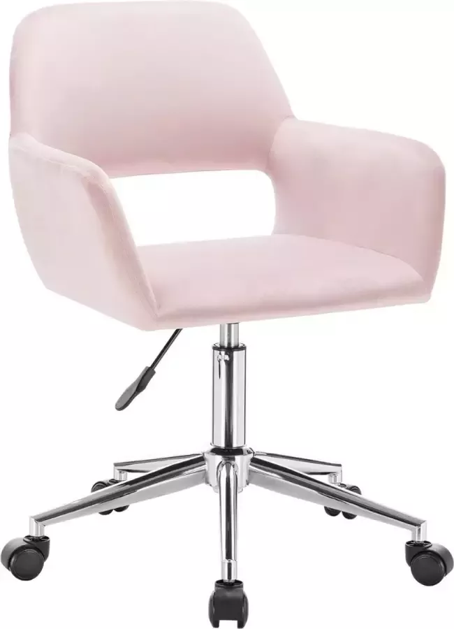 KAMYRA Bureaustoel met Armleuning Ergonomisch met Wieltjes & In Hoogte Verstelbaar Bureaustoelen Stoel 43x38x81 Roze