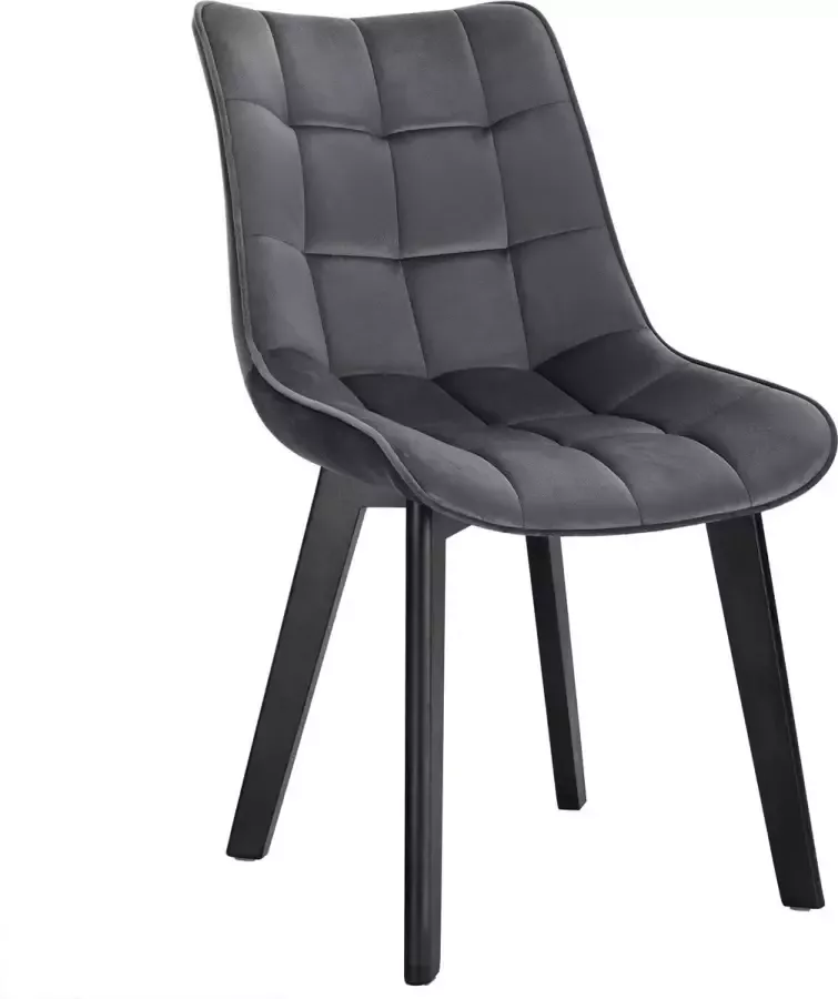 KAMYRA Eetkamerstoel Velvet Grijs Ergonomisch & Comfortabel Eetkamerstoel voor bij de Eettafel 45x42x83 cm Velvet & Hout