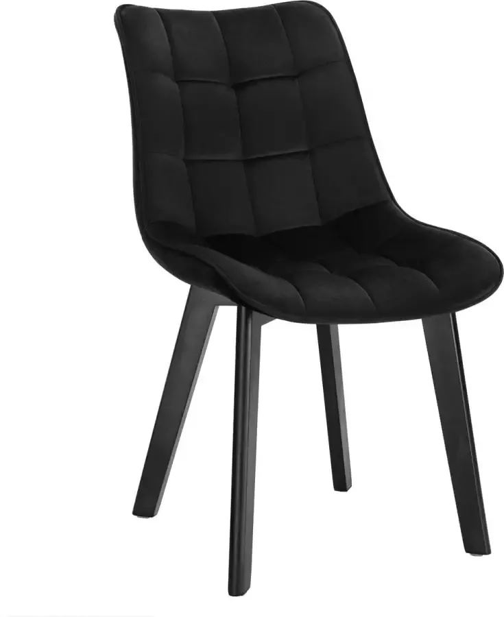 KAMYRA Eetkamerstoel Velvet Zwart Ergonomisch & Comfortabel Eetkamerstoel voor bij de Eettafel 45x42x83 cm Velvet & Hout