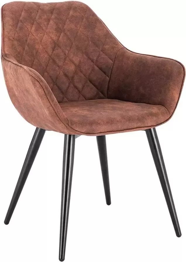 KAMYRA Ergonomische Eetkamerstoel met Armleuning Eetkamerstoelen Stoel Kuipstoel Loungestoel Stof Bruin