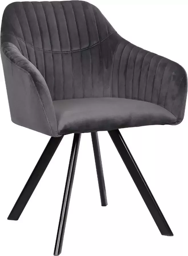 KAMYRA Ergonomische Eetkamerstoel met Armleuning Eetkamerstoelen Stoel Kuipstoel Loungestoel Velvet Grijs