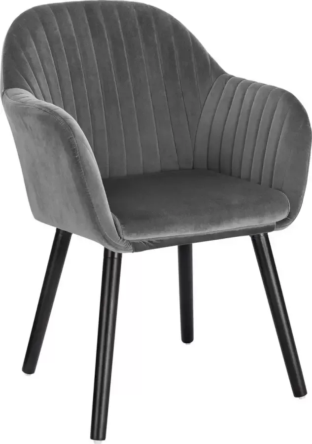 KAMYRA Gestoffeerde Eetkamerstoel Velvet Eetkamerstoelen Stoel Kuipstoel Loungestoel 50x42x81 cm Donkergrijs