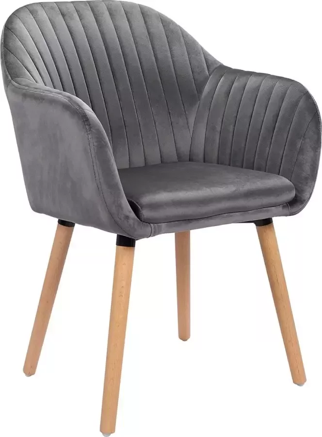 KAMYRA Gestoffeerde Eetkamerstoel Velvet Eetkamerstoelen Stoel Kuipstoel Loungestoel 50x42x81 cm Grijs