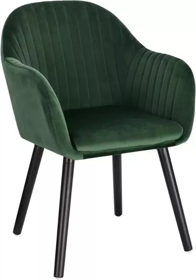 KAMYRA Gestoffeerde Eetkamerstoel Velvet Eetkamerstoelen Stoel Kuipstoel Loungestoel 50x42x81 cm Groen
