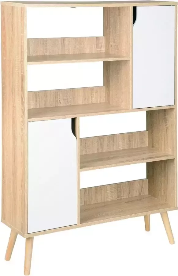 KAMYRA Houten Boekenkast Industrieel Opbergkast Kast Stevig Ruim Multifunctioneel Hout MDF 80x23.5x120 Wit