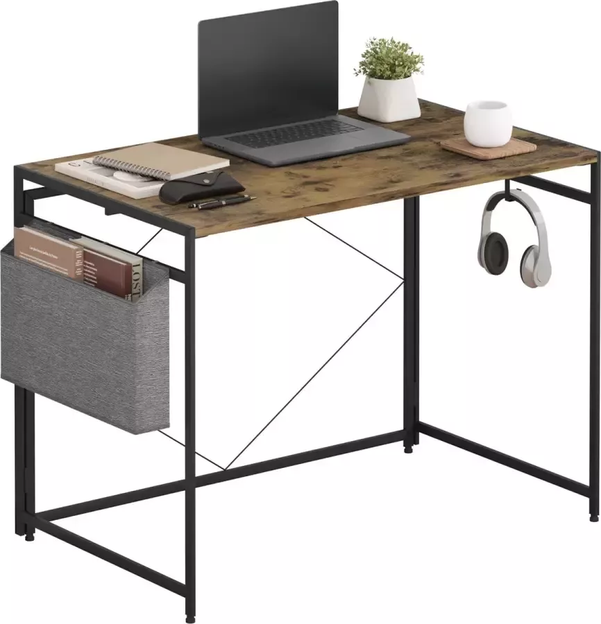 KAMYRA Industrieel Bureau Laptoptafel Bureautafel Geschikt voor Werken & Gaming Opvouwbaar 100x50x75 cm