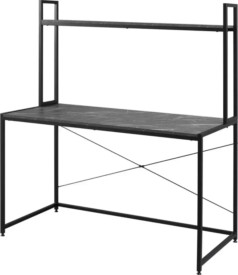 KAMYRA Industrieel Bureau Laptoptafel Bureautafel Geschikt voor Werken & Gaming Zwart Marmer