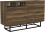 KAMYRA Industrieel Dressoir Philip Ladekast Opbergkast Donker Eik 120x37x79cm - Thumbnail 1