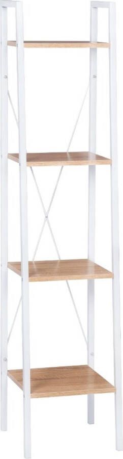 KAMYRA Industrieel Ladderrek Wandrek Hoekrek Hoekmeubel Voor Woonkamer & Slaapkamer MDF Metaal 34x35x138 Zwart