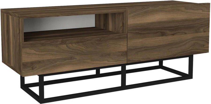 KAMYRA Industrieel Tv-Meubel Kasper Tv- Kast Staand Walnoot Hout 120x37x46cm