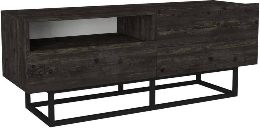 KAMYRA Industrieel Tv-Meubel Staand Tv-Kast Donker Hout Wenge 120x37x46cm