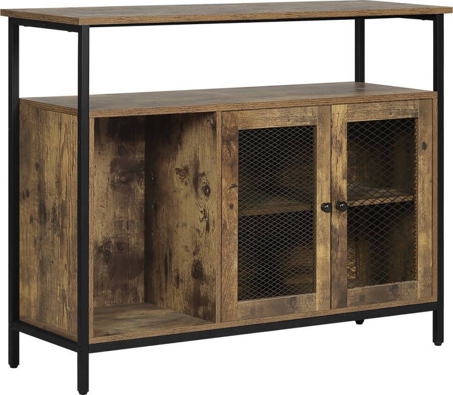 KAMYRA Industriële Dressoir Boekenkast Keukenkast Ijzer & Spaanplaat Vintage 100x35x80 cm