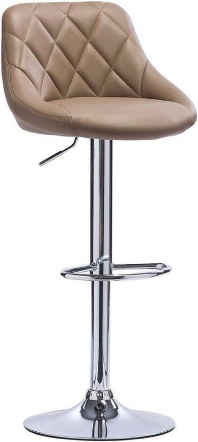 KAMYRA Industriële Lederen Barkruk Barstoelen met Rugleuning Verstelbare Zithoogte 60 82 cm – Kaki 38 x 35 cm