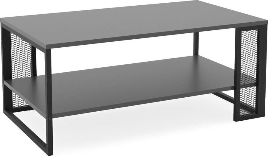 KAMYRA Industriële Salontafel Mela Koffietafel Rechthoek Grijs Zwart 105x45x60cm