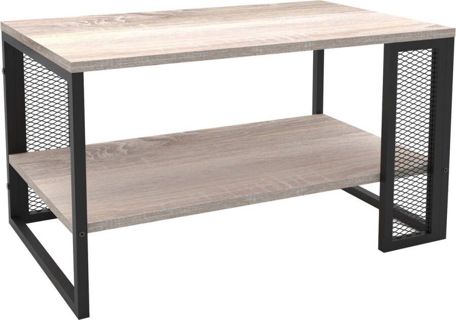 KAMYRA Industriële Salontafel Mela Licht Eik Hout Metaal 80x45x50cm